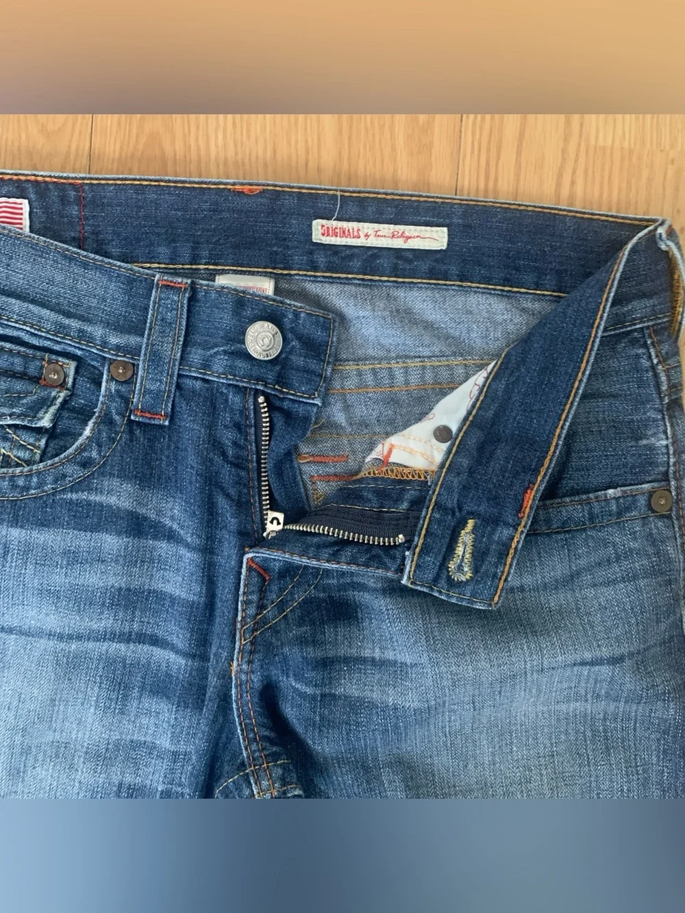 VTG True Religion Ricky Jeans 30 Flap Pockets Blue Medium Wash 100% cotton Y2K